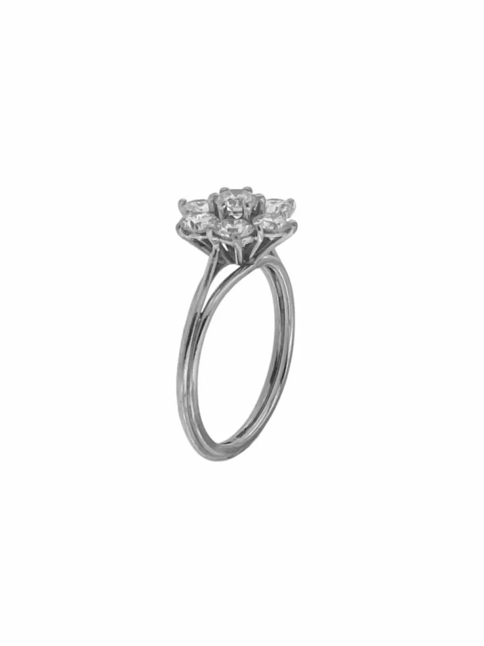 Bague marguerite en or blanc certifiée HRD avec diamants naturels de 1,10 carat