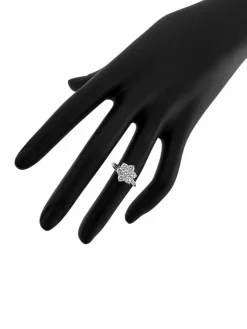 Bague marguerite en or blanc certifiée HRD avec diamants naturels de 1,10 carat