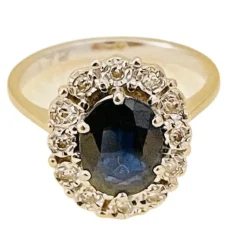 Bague marguerite en or gris et saphir