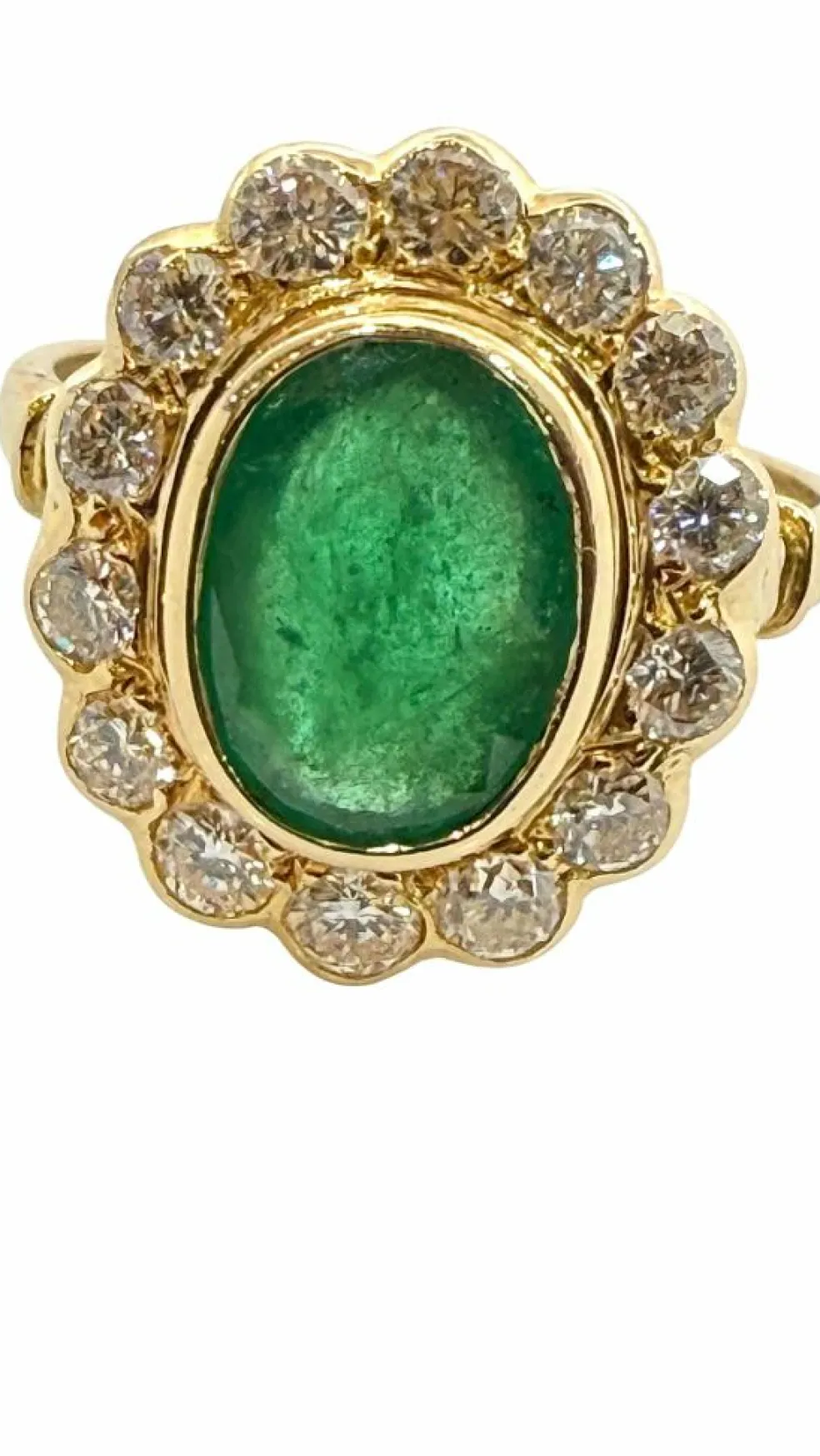 Bague Marguerite en or jaune 18 carats émeraude et diamants