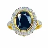 Bague marguerite en or jaune 18 carats, saphir et diamants