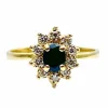 Bague marguerite en or jaune 18 carats, saphir et diamants