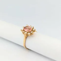 Bague Marguerite en or jaune diamants et tourmaline