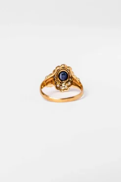 Bague Marguerite en or jaune saphir et diamants