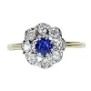 Bague marguerite en or, saphir et diamants