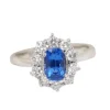 Bague marguerite en platine, tanzanite et diamants