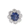 Bague marguerite en saphir de Ceylan et diamants