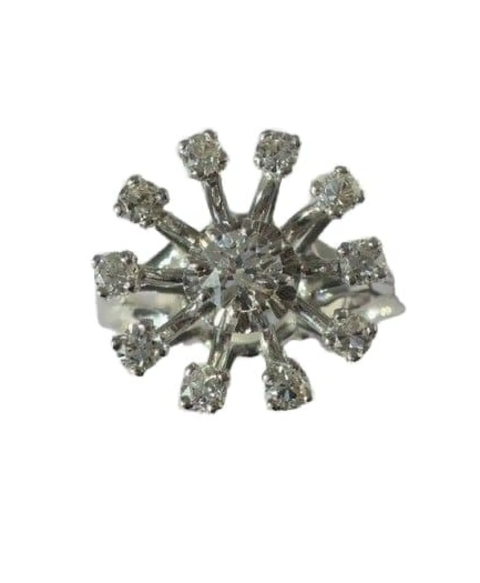 Bague marguerite fleur or blanc platine diamants