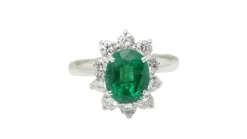 Bague Marguerite émeraude de Zambie diamants