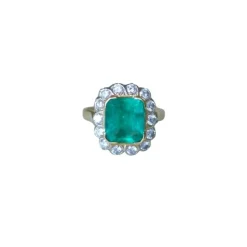 Bague Marguerite émeraude Colombie 3.20 Cts et diamants