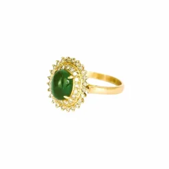 Bague marguerite émeraude diamants en or jaune