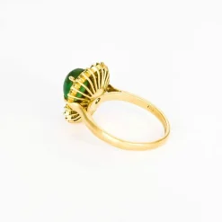 Bague marguerite émeraude diamants en or jaune