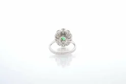 Bague marguerite émeraude diamants en or jaune