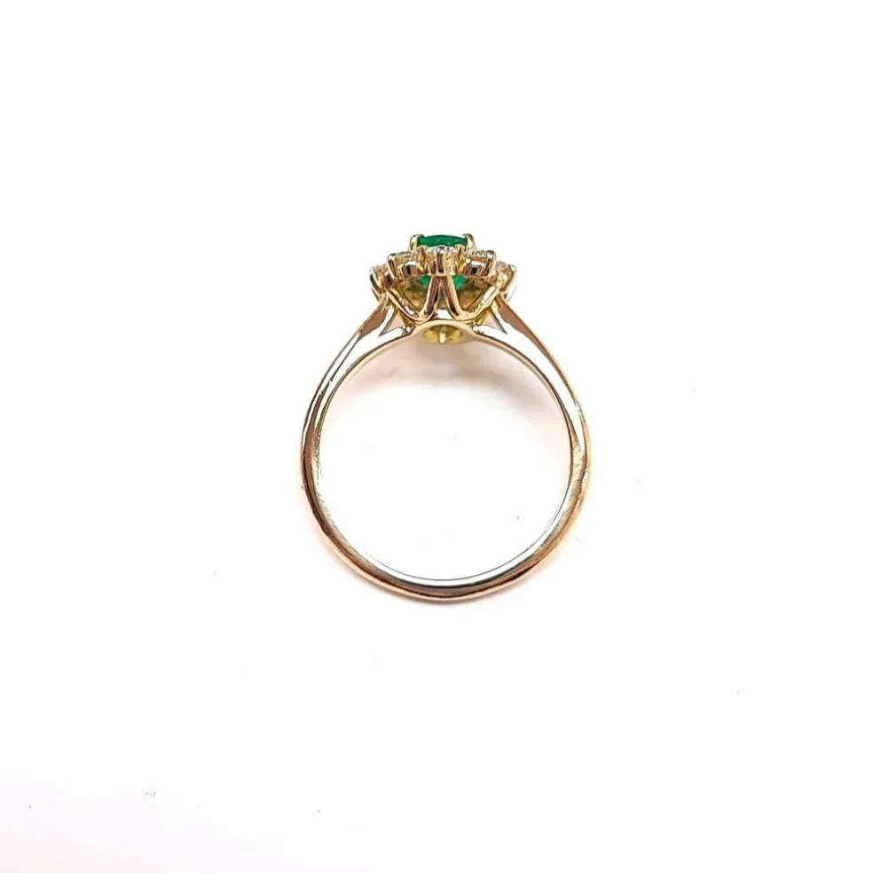 Bague marguerite émeraude et diamant