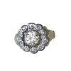 Bague marguerite or, argent, diamants