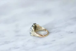 Bague marguerite or, argent, diamants