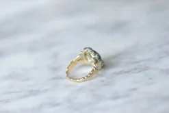 Bague marguerite or, argent, diamants