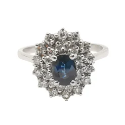 Bague marguerite or blanc saphir et diamants