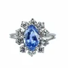 Bague marguerite or blanc, saphir et 10 diamants