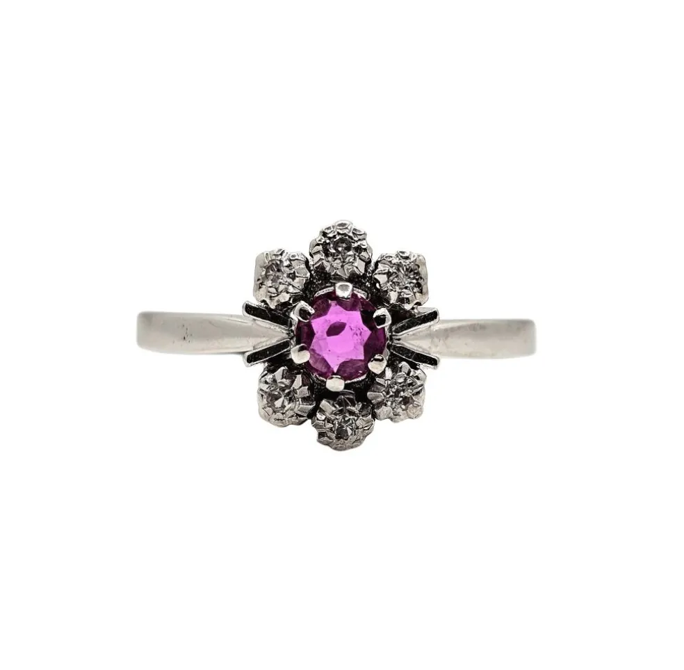 Bague marguerite or blanc rubis