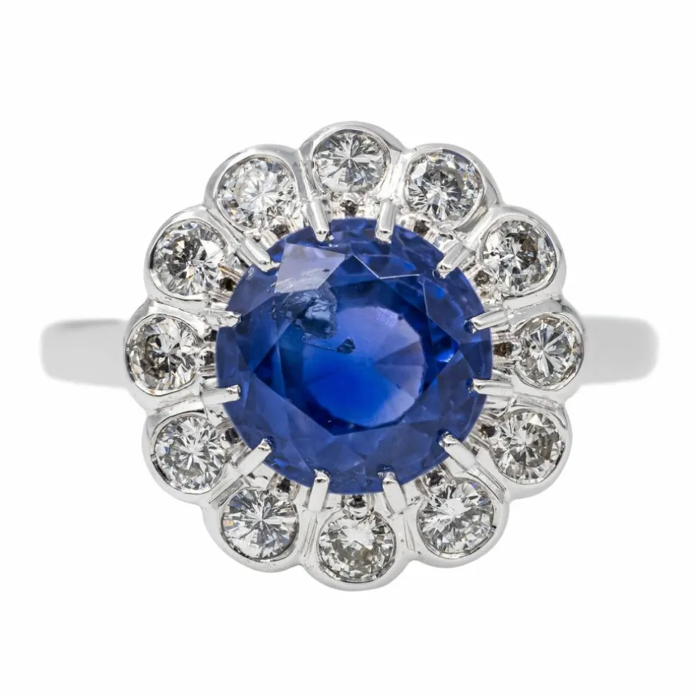 Bague Marguerite Or blanc Saphir