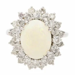 Bague Marguerite Or Blanc Opale