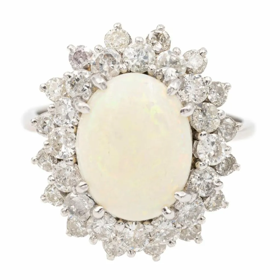 Bague Marguerite Or Blanc Opale