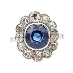Bague Marguerite Or blanc Saphir