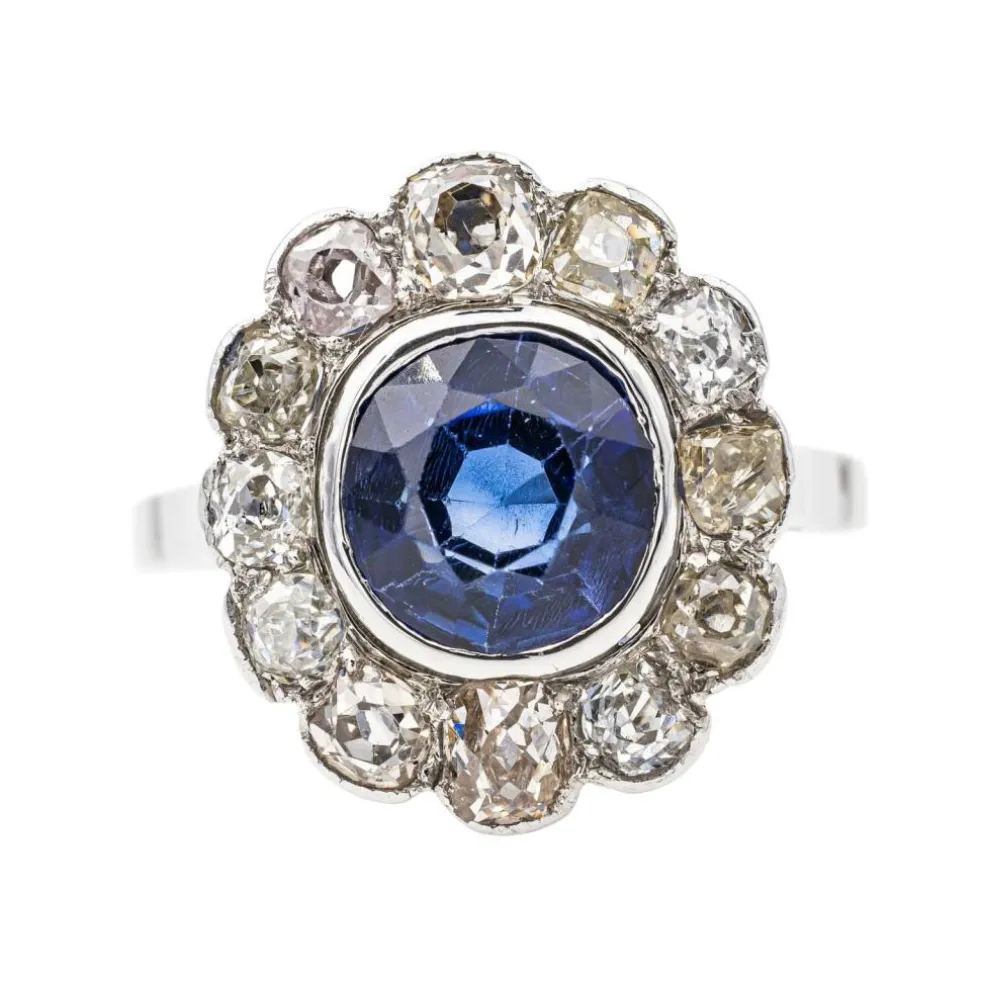 Bague Marguerite Or blanc Saphir