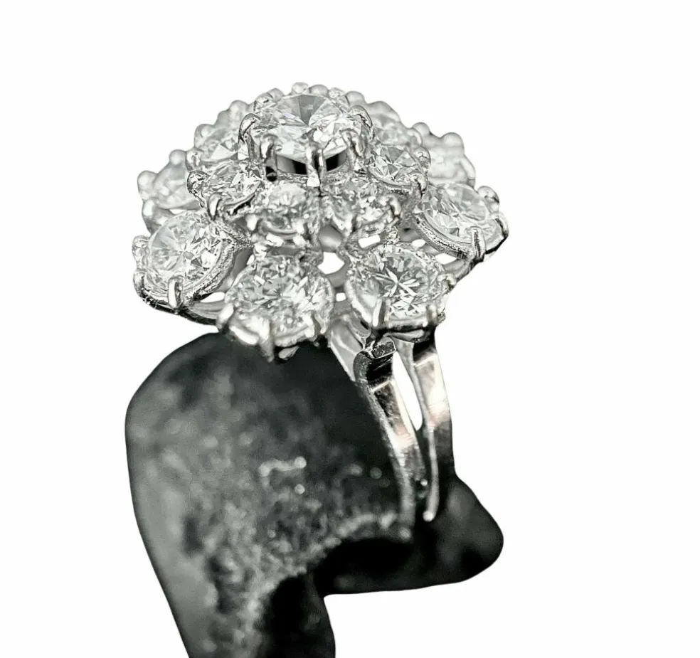 Bague marguerite or blanc diamants