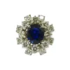 Bague marguerite or blanc, saphir, diamants