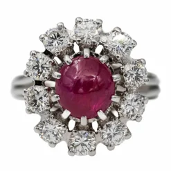 Bague Marguerite Or blanc Rubis