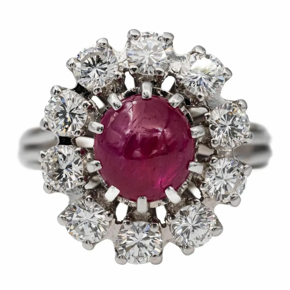 Bague Marguerite Or blanc Rubis