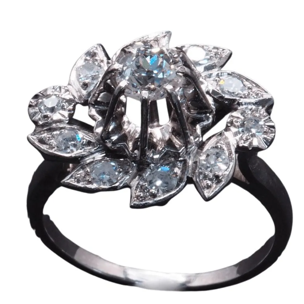 Bague marguerite Or blanc Diamants