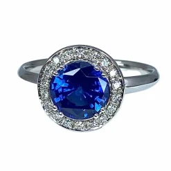 Bague Marguerite Or blanc Saphir et Diamants