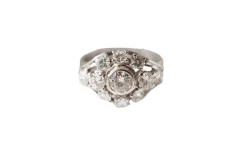Bague marguerite or blanc diamants