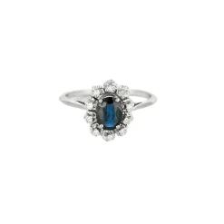 Bague marguerite or blanc et saphir