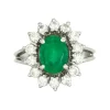 Bague marguerite or blanc, émeraude et diamants