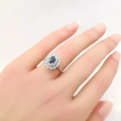 Bague marguerite or blanc saphir et diamants