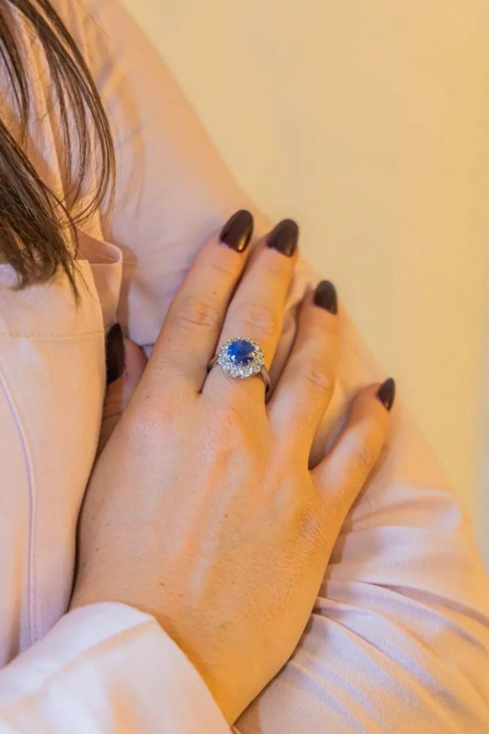Bague Marguerite Or blanc Saphir