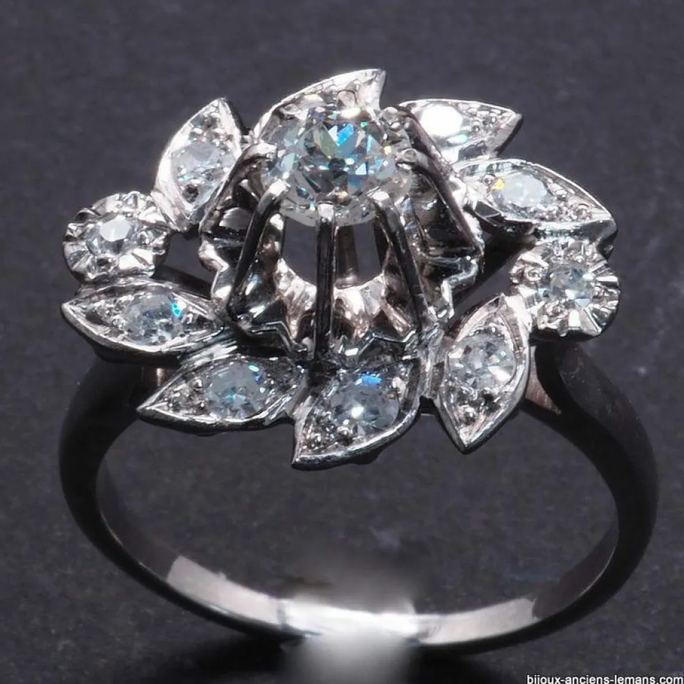 Bague marguerite Or blanc Diamants