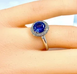 Bague Marguerite Or blanc Saphir et Diamants