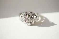 Bague marguerite or blanc diamants