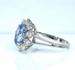 Bague marguerite or blanc, saphir et 10 diamants