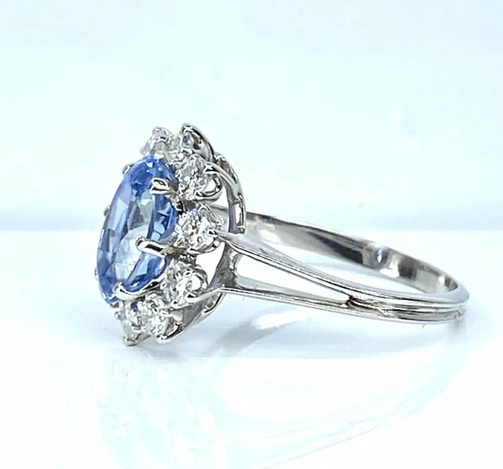 Bague marguerite or blanc, saphir et 10 diamants