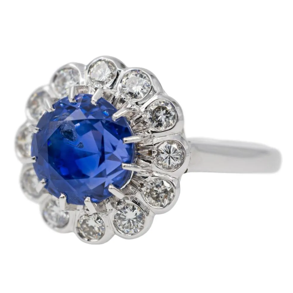 Bague Marguerite Or blanc Saphir