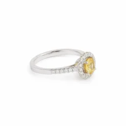 Bague marguerite or blanc saphir jaune diamants