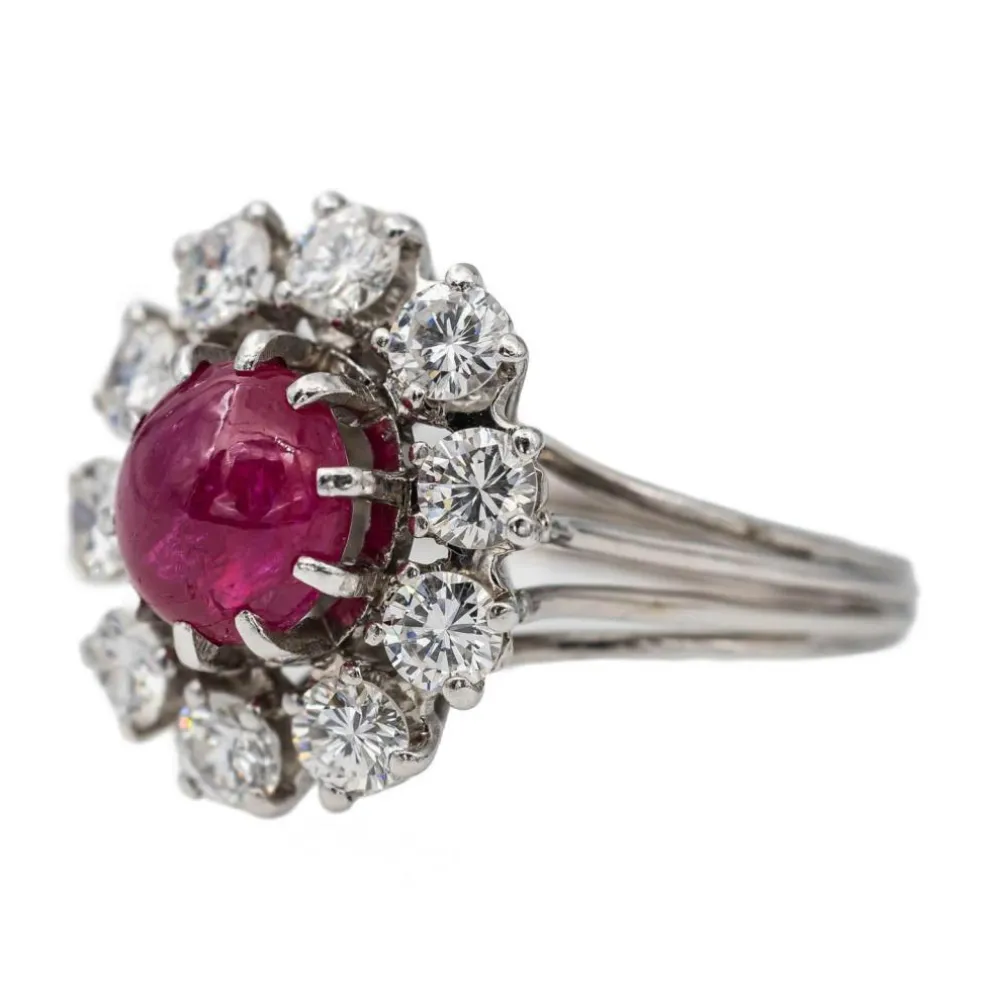 Bague Marguerite Or blanc Rubis