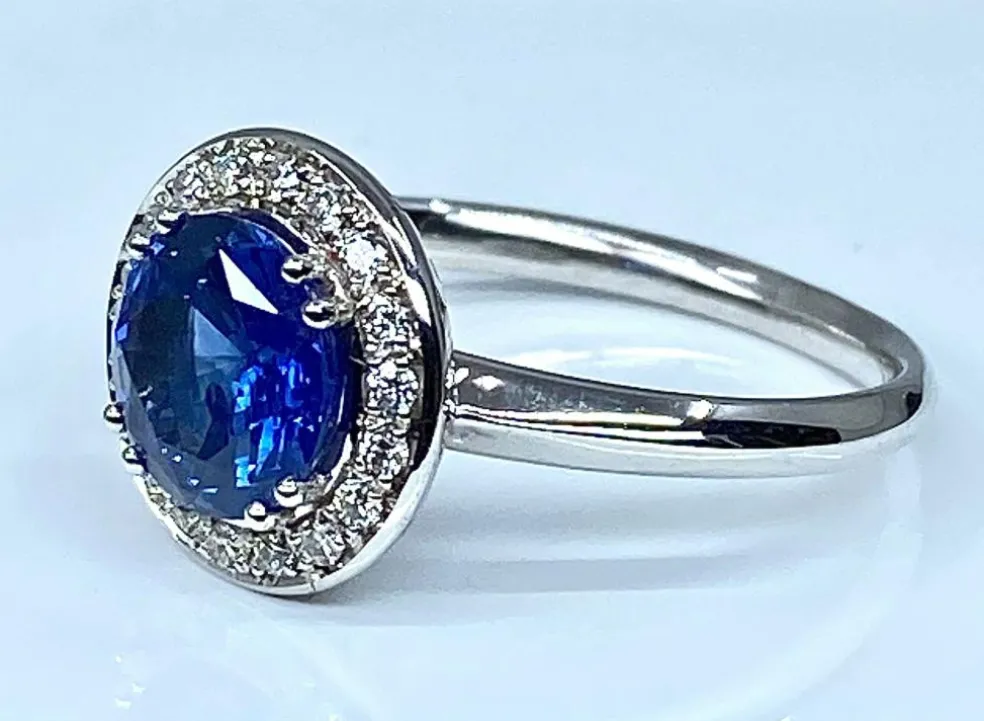 Bague Marguerite Or blanc Saphir et Diamants