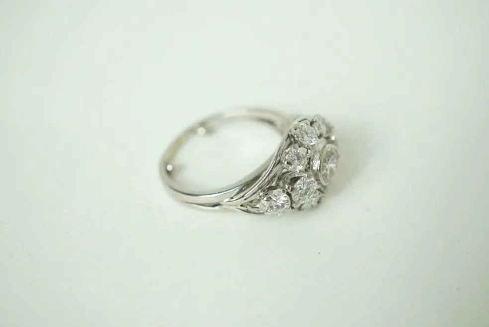Bague marguerite or blanc diamants